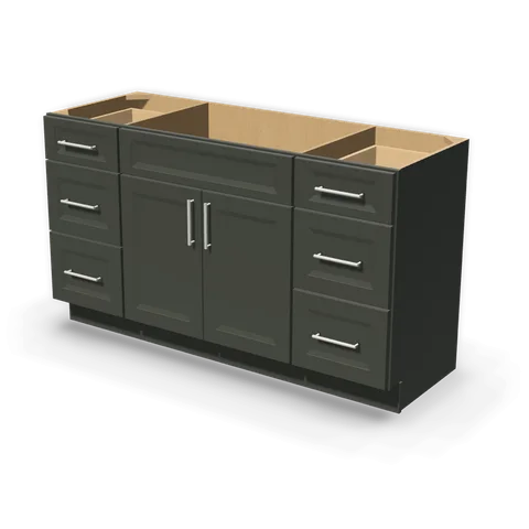 VSD6021 SINGLE cabinet in Bevel Green, angle view