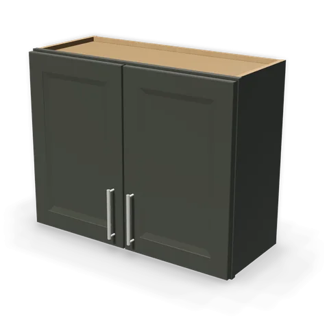 W3024 cabinet in Bevel Green, angle view