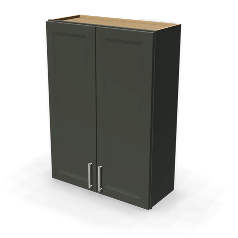 W3042 cabinet in Bevel Green, angle view