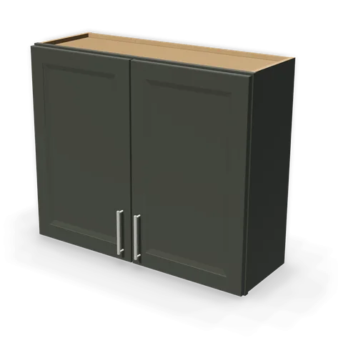 W3630 cabinet in Bevel Green, angle view