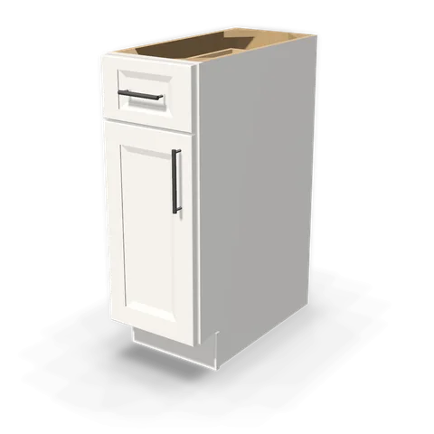 B12 cabinet in Bevel White, angle view
