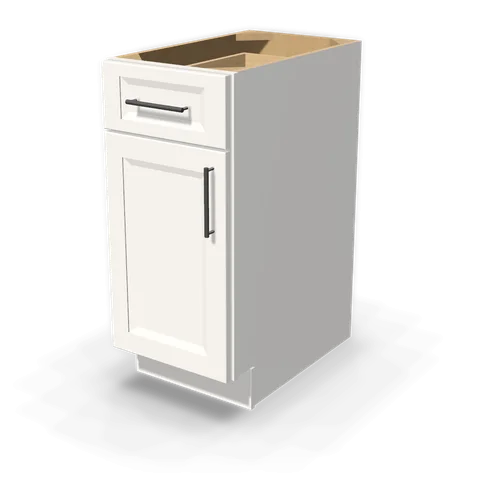 B15 cabinet in Bevel White, angle view