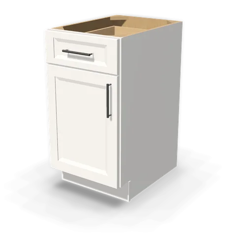 B18 cabinet in Bevel White, angle view