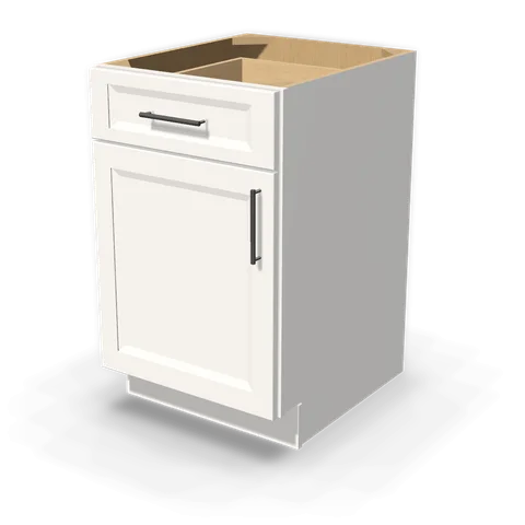 B21 cabinet in Bevel White, angle view
