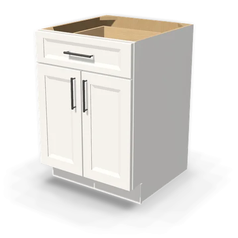 B24 cabinet in Bevel White, angle view