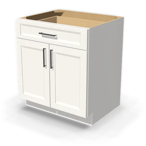 B30 cabinet in Bevel White, angle view