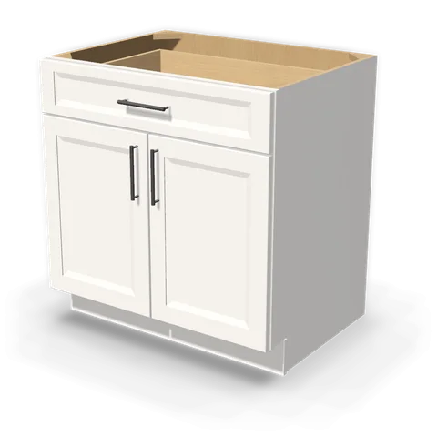 B33 cabinet in Bevel White, angle view