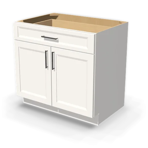 B36 cabinet in Bevel White, angle view