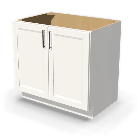 BF3624 cabinet in Bevel White, angle view