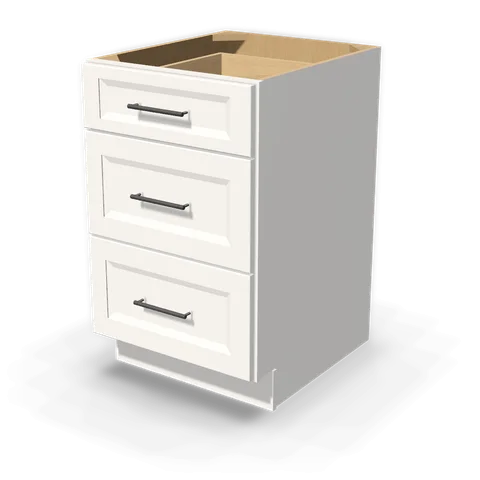 DB21 cabinet in Bevel White, angle view