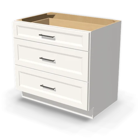 DB36 cabinet in Bevel White, angle view
