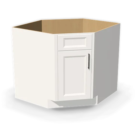 DSB36 cabinet in Bevel White, angle view