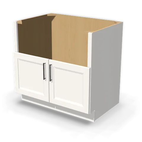 FS36 cabinet in Bevel White, angle view