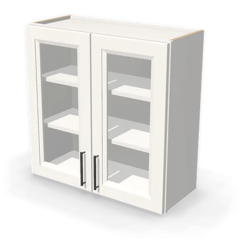 PGDW3030 cabinet in Bevel White, angle view