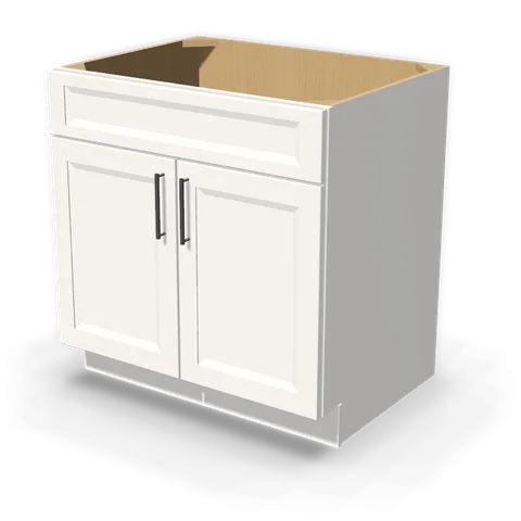 SB33 cabinet in Bevel White, angle view