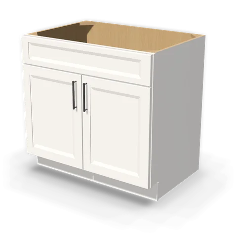 SB36 cabinet in Bevel White, angle view