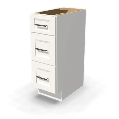 VDB1221 cabinet in Bevel White, angle view