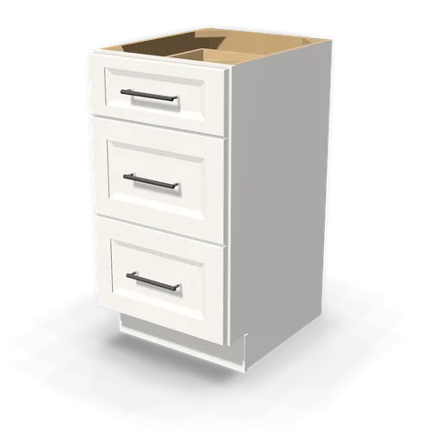 VDB1821 cabinet in Bevel White, angle view