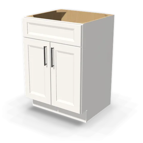 VSB2421 cabinet in Bevel White, angle view