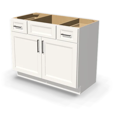 VSD4221 cabinet in Bevel White, angle view