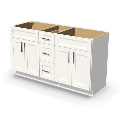 VSD6021 DOUBLE cabinet in Bevel White, angle view