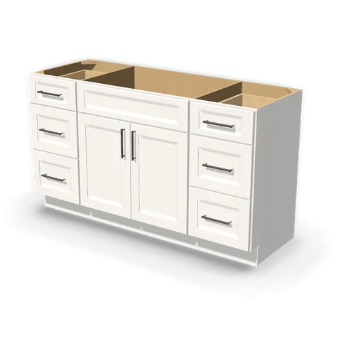 VSD6021 SINGLE cabinet in Bevel White, angle view