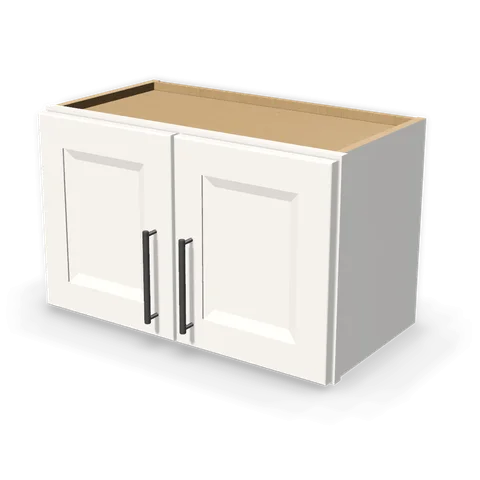 W2415 cabinet in Bevel White, angle view