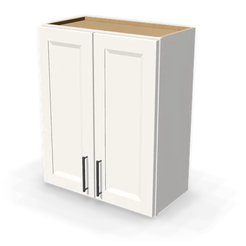 W2430 cabinet in Bevel White, angle view