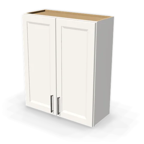 W3036 cabinet in Bevel White, angle view
