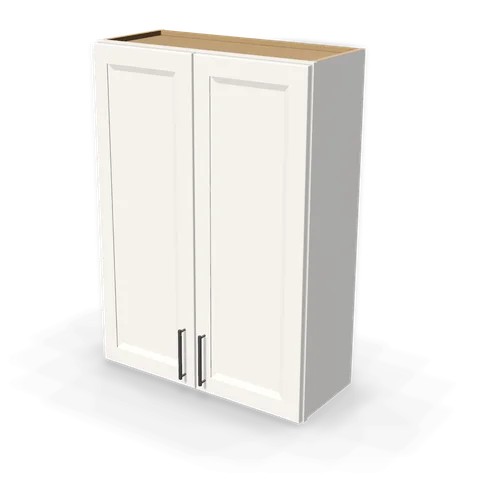 W3042 cabinet in Bevel White, angle view