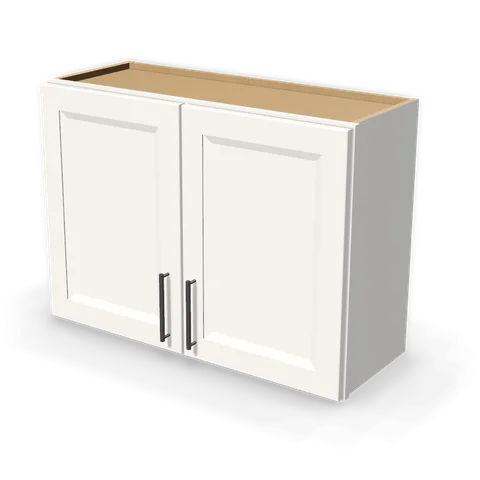 W3324 cabinet in Bevel White, angle view