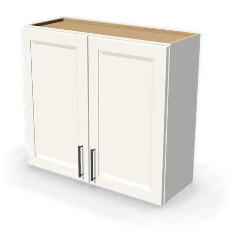 W3330 cabinet in Bevel White, angle view