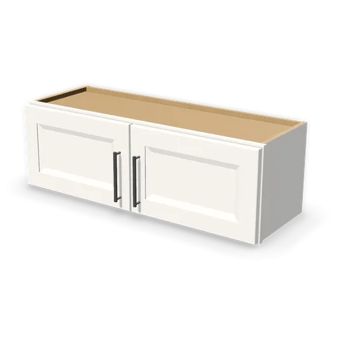 W3612 cabinet in Bevel White, angle view