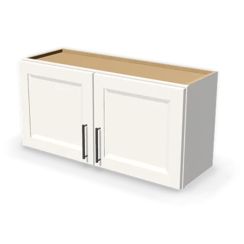 W3618 cabinet in Bevel White, angle view