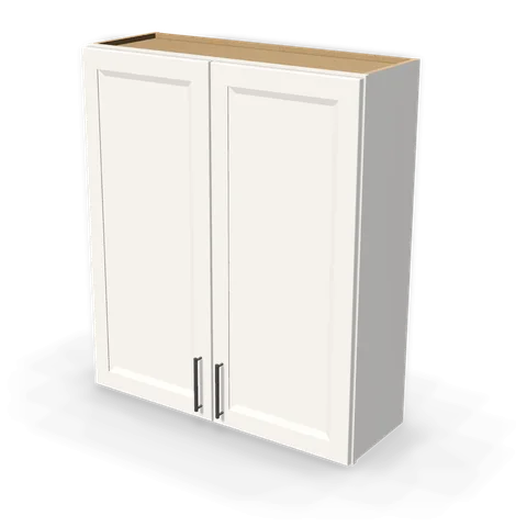 W3642 cabinet in Bevel White, angle view