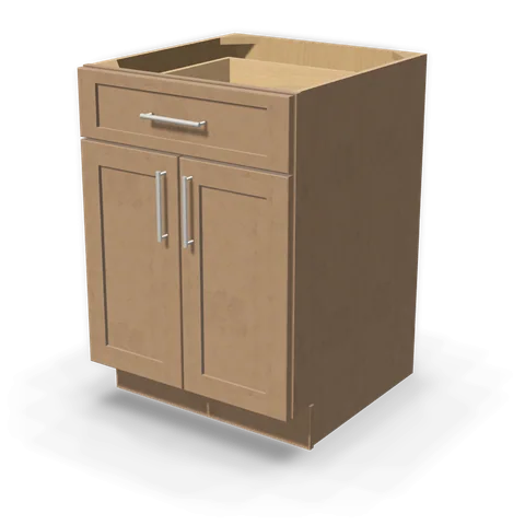 B24 cabinet in Shaker Driftwood, angle view