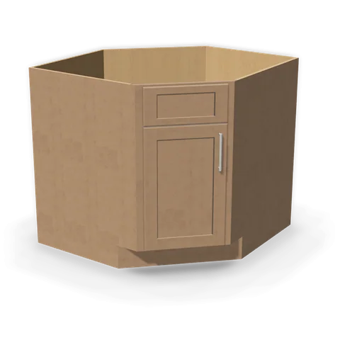 DSB36 cabinet in Shaker Driftwood, angle view