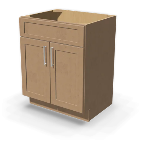 VSB2721 cabinet in Shaker Driftwood, angle view