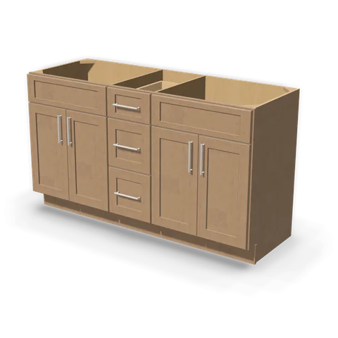 VSD6021 DOUBLE cabinet in Shaker Driftwood, angle view