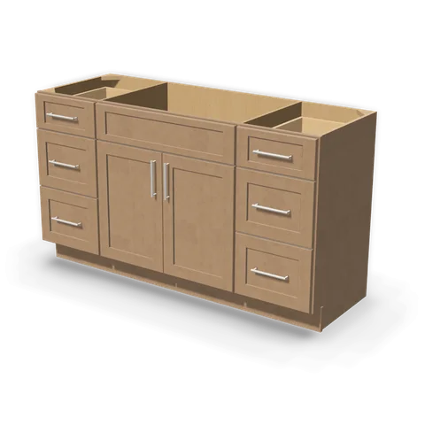 VSD6021 SINGLE cabinet in Shaker Driftwood, angle view