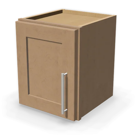 W1215 cabinet in Shaker Driftwood, angle view