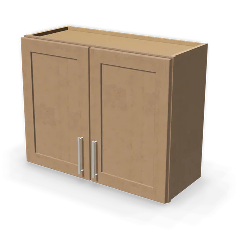 W3024 cabinet in Shaker Driftwood, angle view