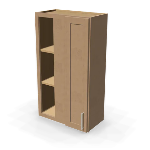 WBC2442 cabinet in Shaker Driftwood, angle view