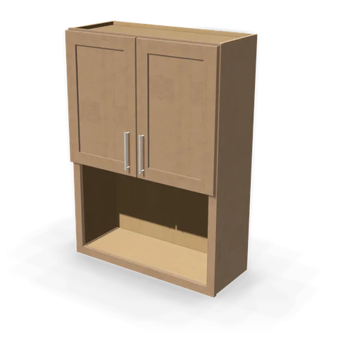 WM3042 cabinet in Shaker Driftwood, angle view
