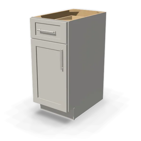 B15 cabinet in Shaker Light Gray, angle view