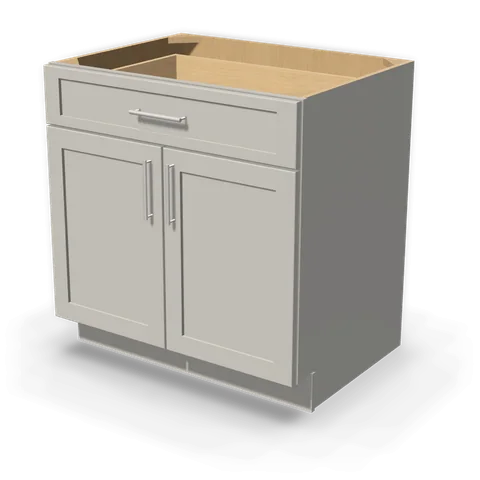 B33 cabinet in Shaker Light Gray, angle view