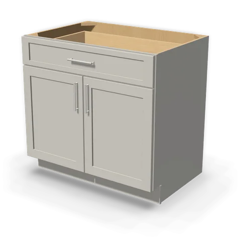 B36 cabinet in Shaker Light Gray, angle view
