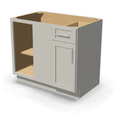BBC42/45 cabinet in Shaker Light Gray, angle view