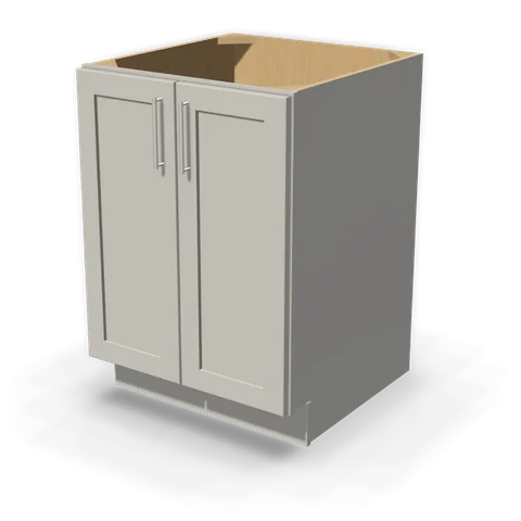 BF2424 cabinet in Shaker Light Gray, angle view