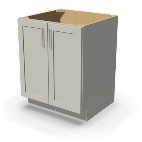 BF2724 cabinet in Shaker Light Gray, angle view